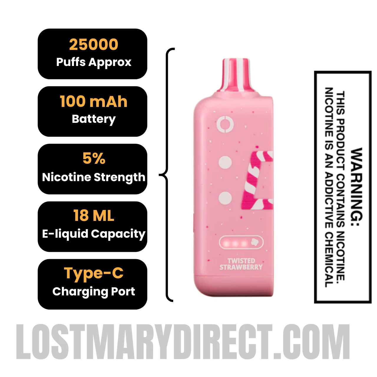 Twisted Strawberry Off Stamp Sweet X-Cube Vape Pod Specification