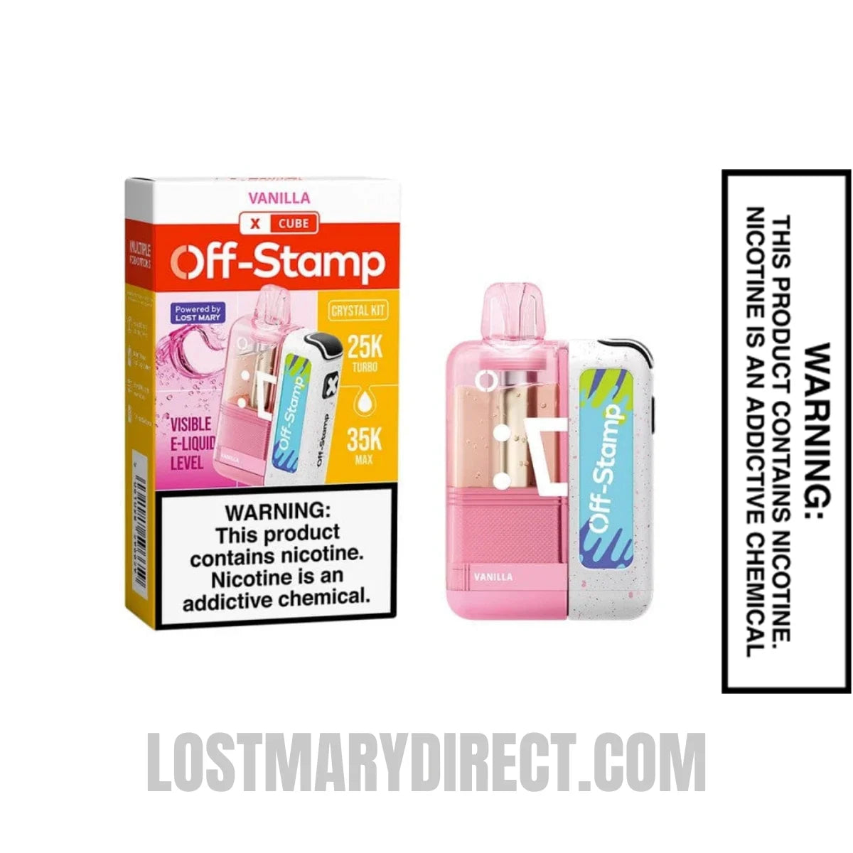 Vanilla Off Stamp X Crystal Cube 35K Disposable Vape Kit with Package Box