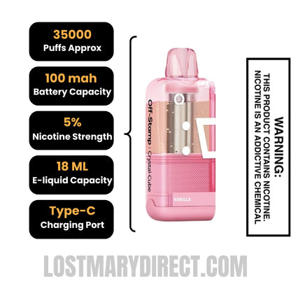 Vanilla Off Stamp X Cube Crystal Cube 35K Vape Pod Specifications