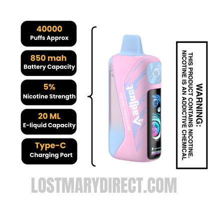 Watermelon Ice Adjust MyRusher 40K Disposable Vape with Specification