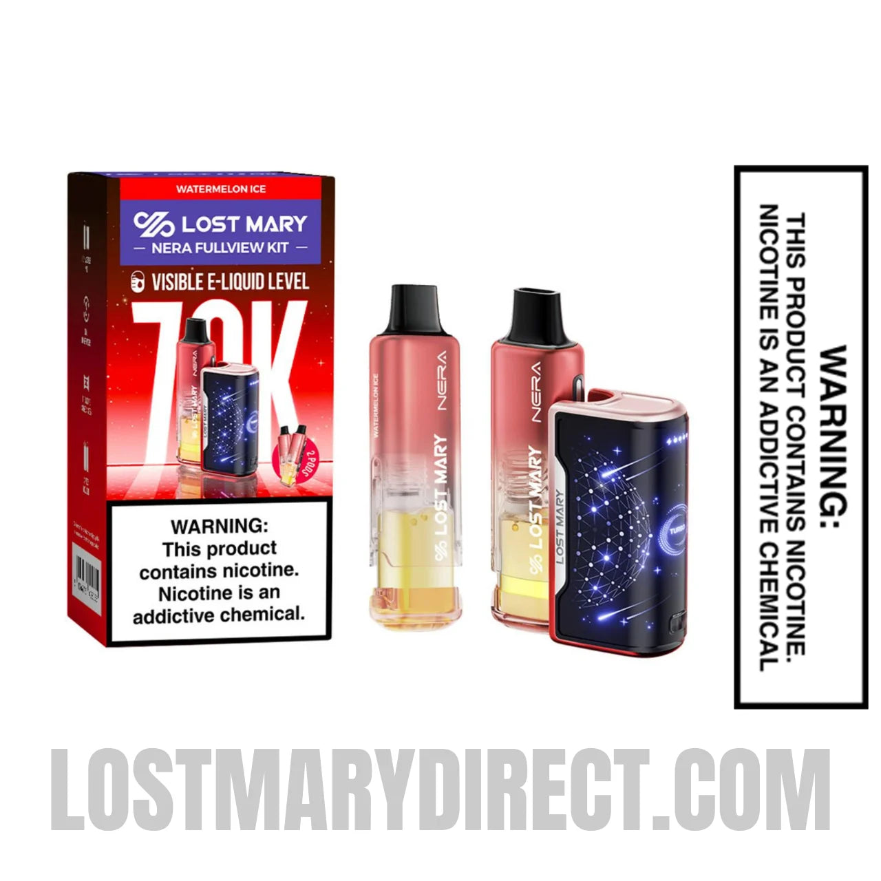 Watermelon Ice Lost Mary Nera Fullview 70K Vape Kit with Package Box