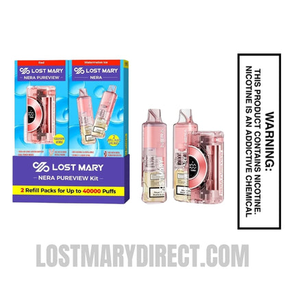 Watermelon Ice Lost Mary Nera Pureview 40K Vape Kit with package