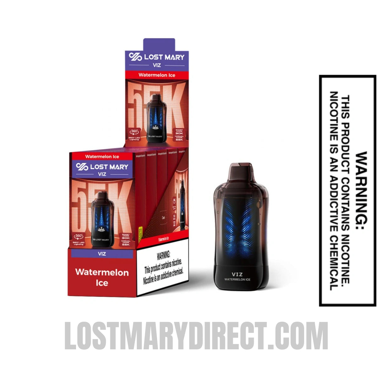 Watermelon Ice Lost Mary VIZ 55K Disposable Vape With Bundle Pack