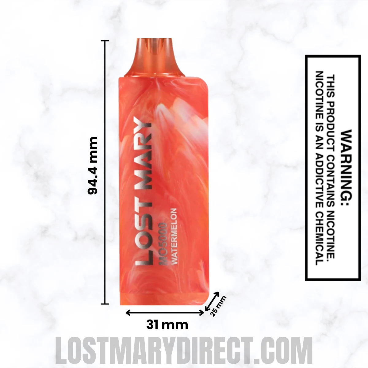 Watermelon Ice Lost Mary MO5000 Disposable Vape Dimension