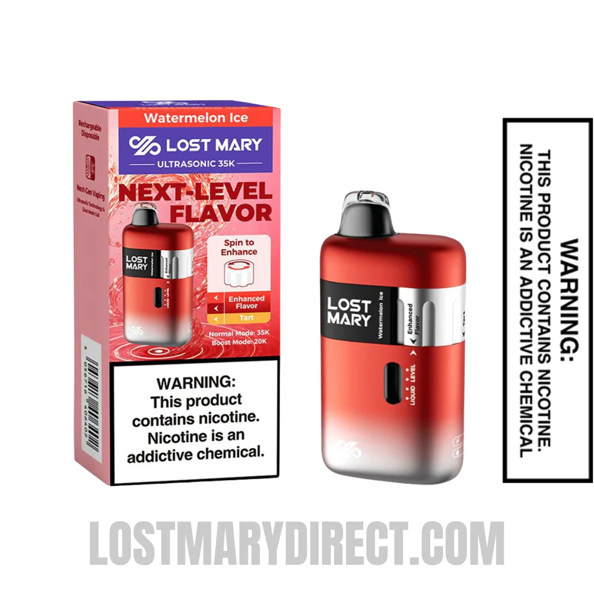 Watermelon Ice Lost Mary Ultrasonic 35K Disposable Vape With package box 