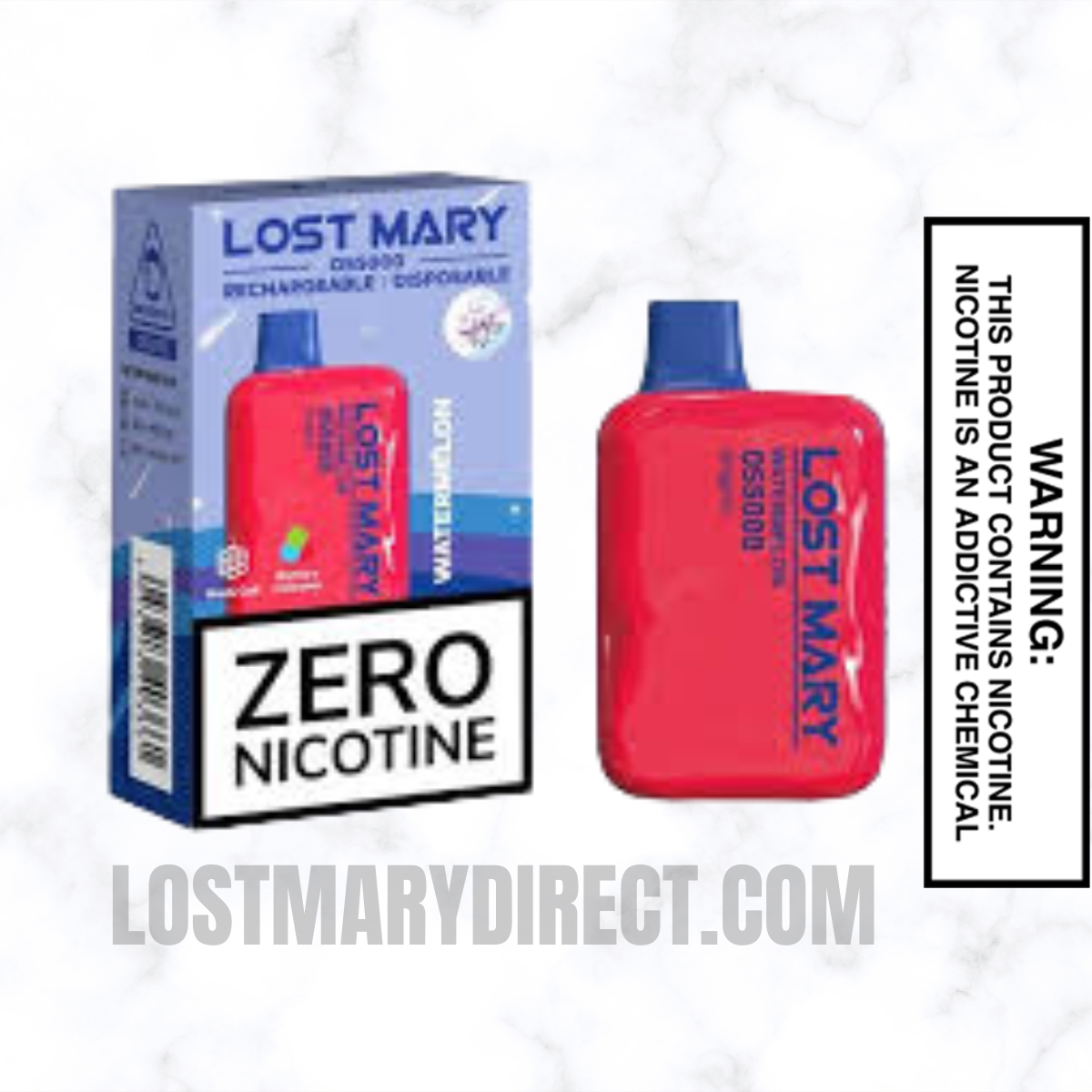 Watermelon Lost Mary OS5000 Zero Nicotine Vape Package