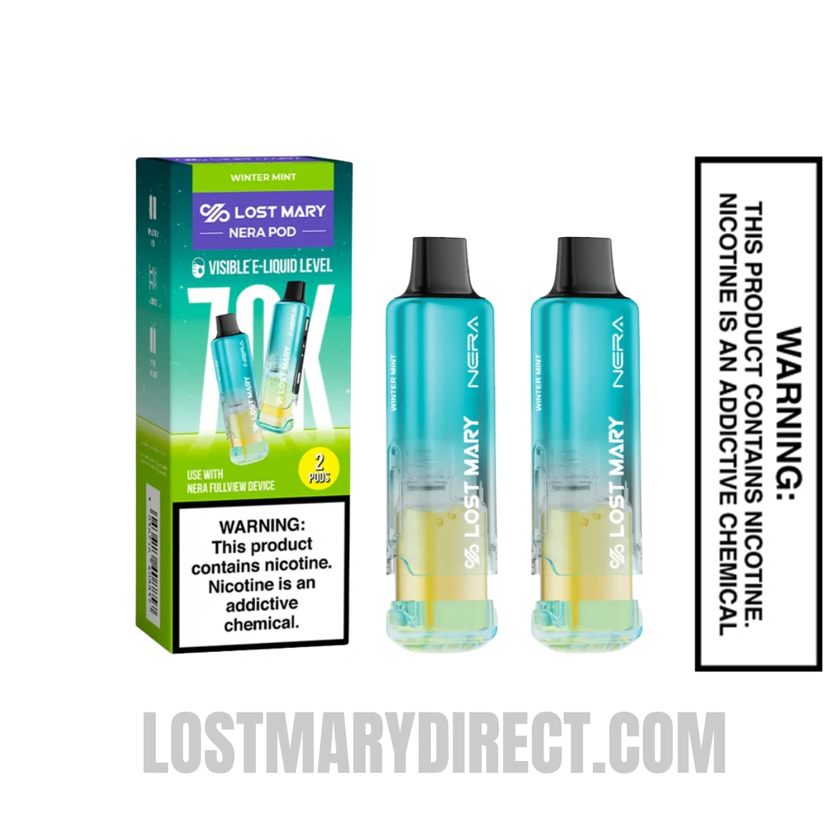 Winter Mint Lost Mary Nera Fullview 70k Vape Pod With Package Box