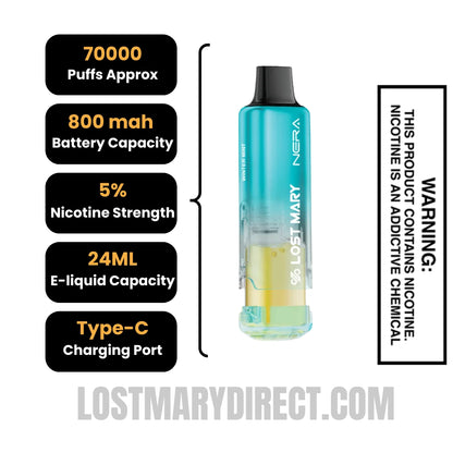 Winter Mint Lost Mary Nera Fullview 70k Vape Pod Specifications