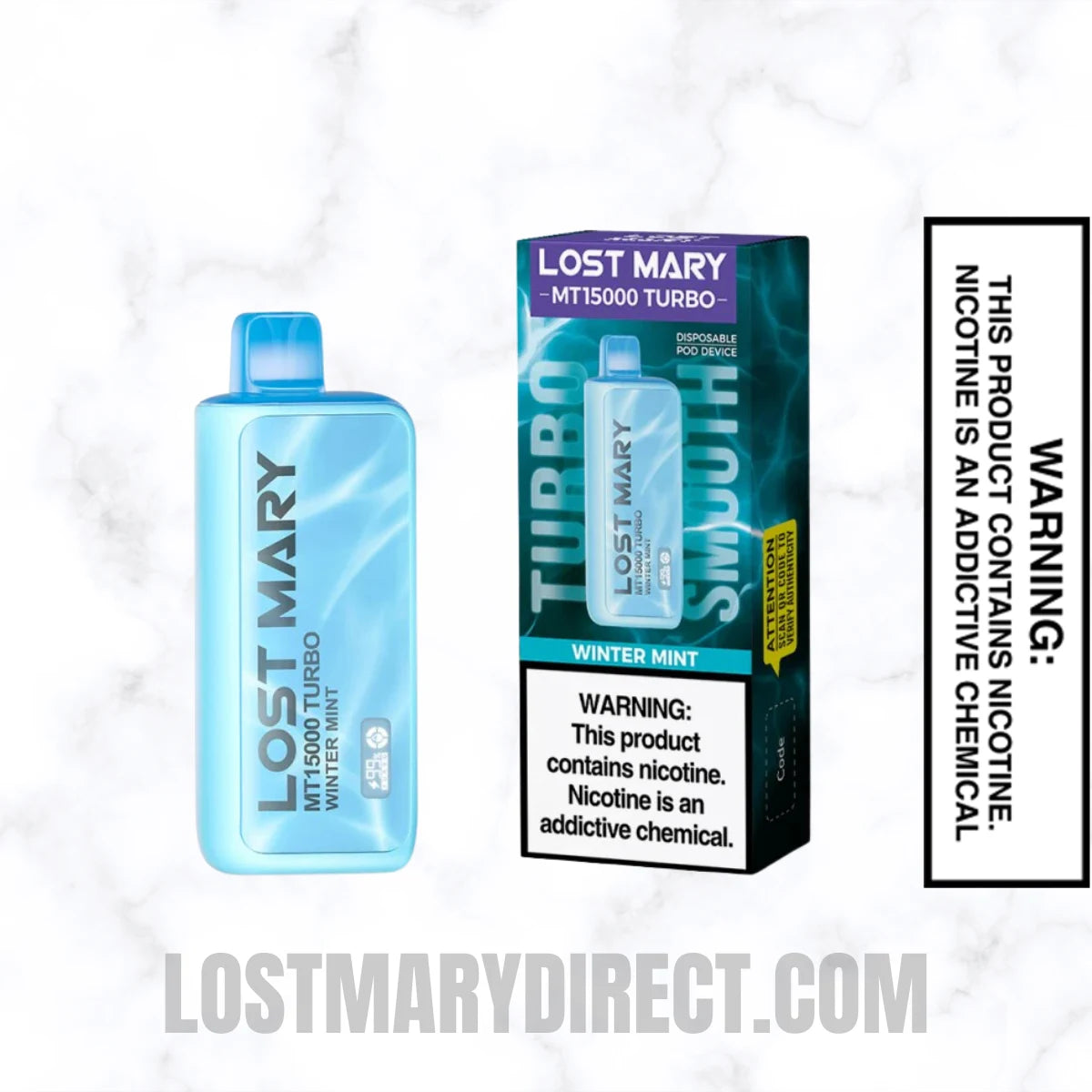 Winter Mint Lost Mary MT15000 TURBO Vape With Package Box