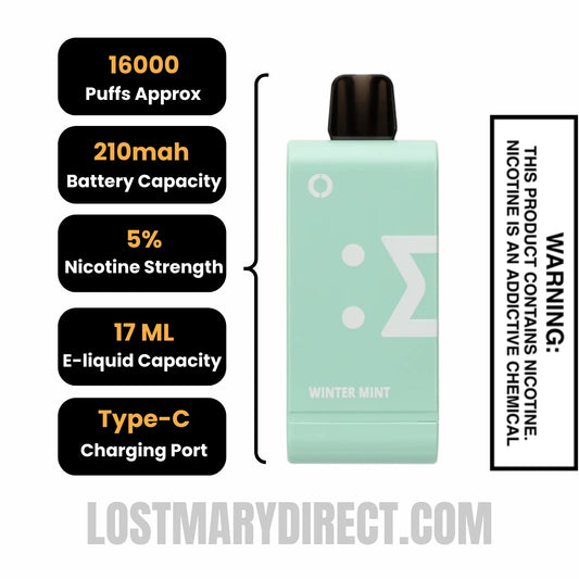 Lost Mary Winter Mint Vape Turbo Lost Mary MT15000 Turbo Disposable Vape —  .99 Winter Mint Lost Mary MT15000 Turbo Vape