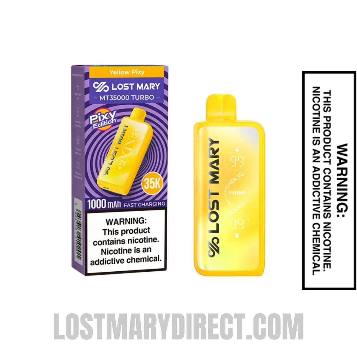 Yellow Pixy Lost Mary MT35000 Turbo Disposable Vape with Package box