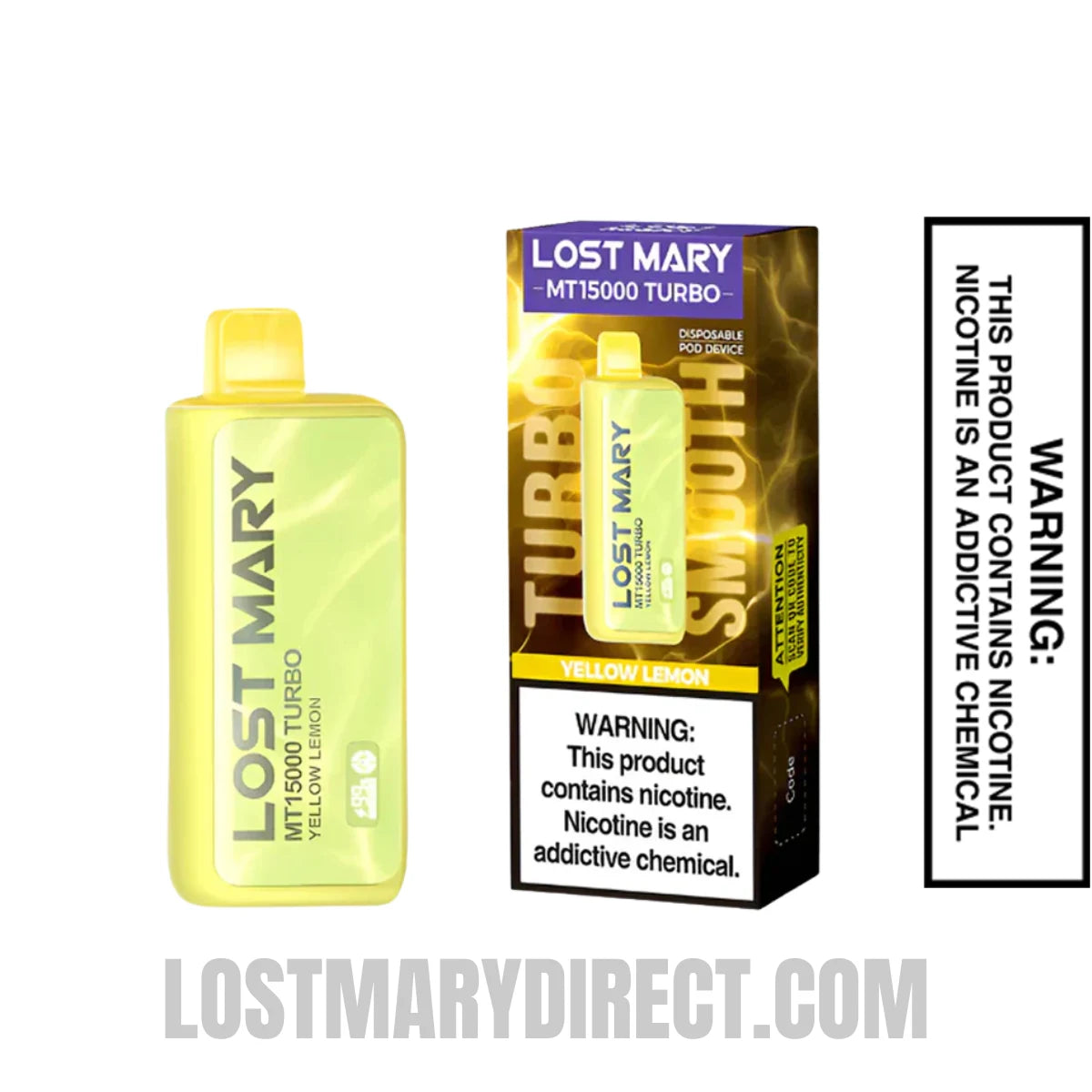 Yellow Lemon Lost Mary MT15000 Turbo With Package Box